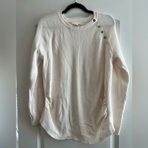 Cream Mama Maternity by H&M sweater with gold buttons on shoulder